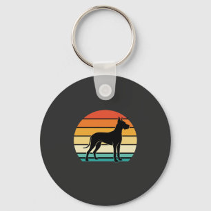 Dogge Dänische Retro Sonnenuntergang Hund Silhouet Schlüsselanhänger