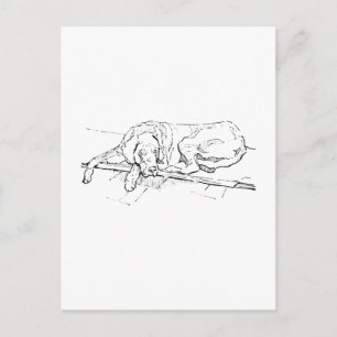 Dogge-Dänischer Postkarte, Tinten-Hund-Illustratio Postkarte