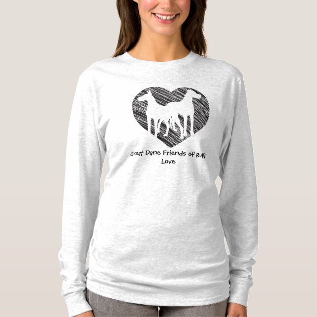 Dogge-Freund-Gekritzel-Herzlogo T-Shirt (Vorderseite)