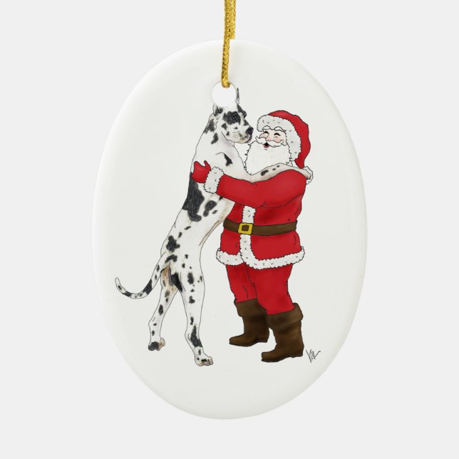 Dogge-Jowly Weihnachtsgruß Keramik Ornament (Vorne)
