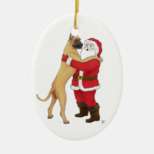 Dogge-Jowly Weihnachtsgruß Keramikornament