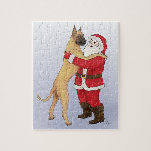 Dogge-Jowly Weihnachtsgruß Puzzle (Vertikal)