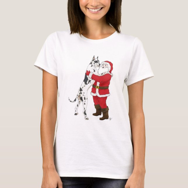 Dogge-Jowly Weihnachtsgruß T-Shirt (Vorderseite)