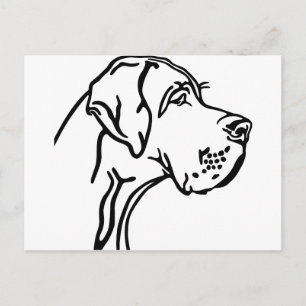 Dogge Kopfzeichnung Postkarte