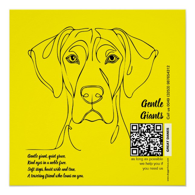 Dogge Line Art Poster (Vorderseite)