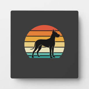 Dogge Retro-Sonnenuntergang-Hund-Silhouette Fotoplatte