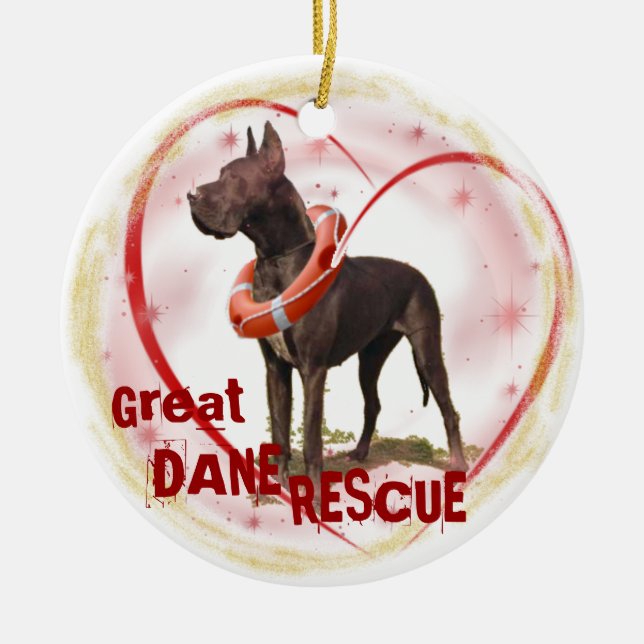 DOGGE-RETTUNGS-WEIHNACHTSverzierung Keramik Ornament (Vorne)