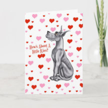 Dogge-schwarzer Valentinstag-Kuss