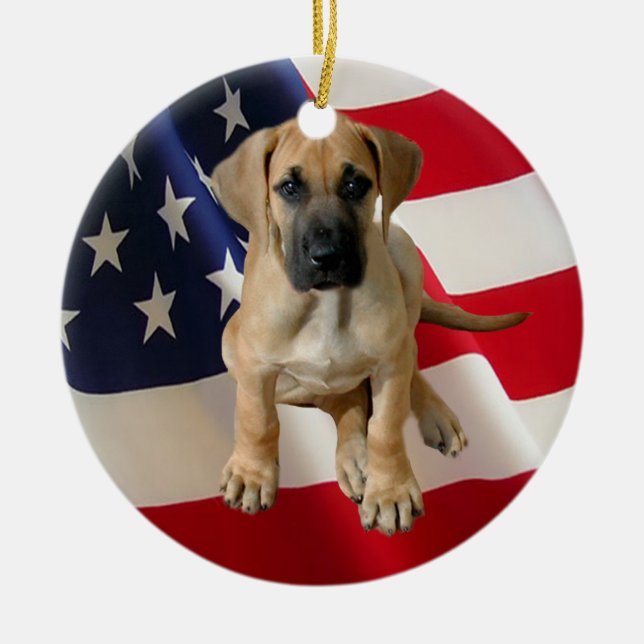 Dogge-Verzierung Keramikornament (Vorne)