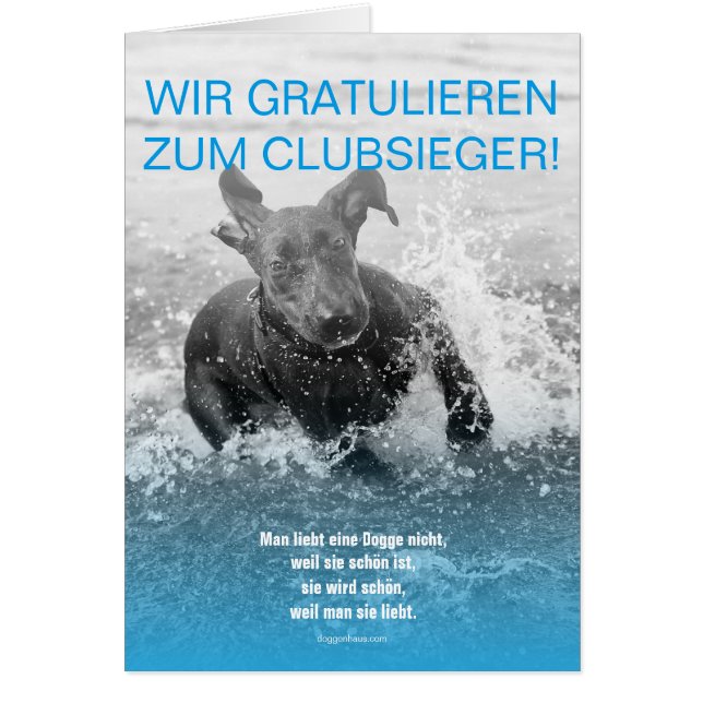 Doggen Sieger Grußkarte (Vorne)