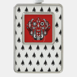 Doggen Weihnachtsbauger Rahmen-Ornament Silber