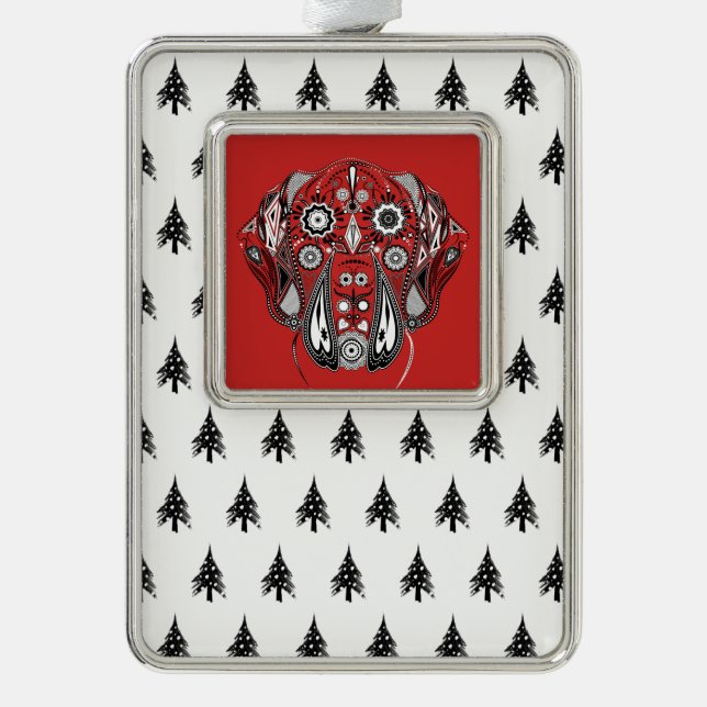 Doggen Weihnachtsbauger Rahmen-Ornament Silber (Vorderseite)