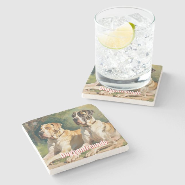 Doggenfreunde Untersetzer Marmor für Freunde (Seitenansicht)