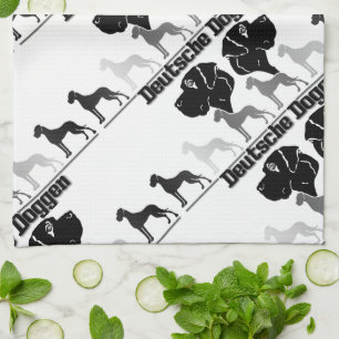 Doggenlogo Schwarz Grau Handtuch