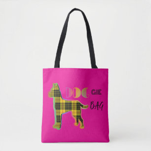 Doggie Beutel Gelb Kariert Hot Pink Totbeutel