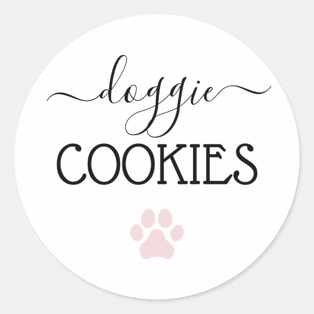 Doggie Cookies Leckereien Kalligrafie Gefallen Runder Aufkleber (Vorderseite)