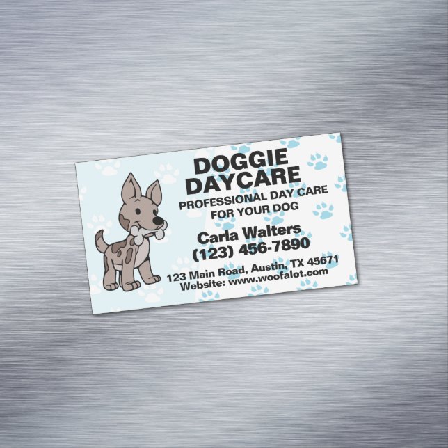 Doggie Day Care Paw Print Magnetische Visitenkarte (Beispiel)