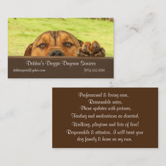 Doggie Daycare Services Business Card Visitenkarte (Vorne/Hinten)