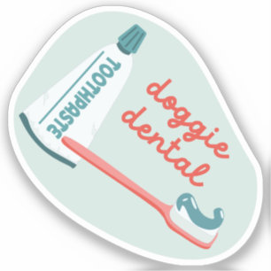"Doggie Dental" Erinnerung Orange und Aqua Aufkleber