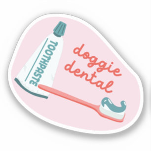 "Doggie Dental" Erinnerung zur Hundepflege, pink u Aufkleber