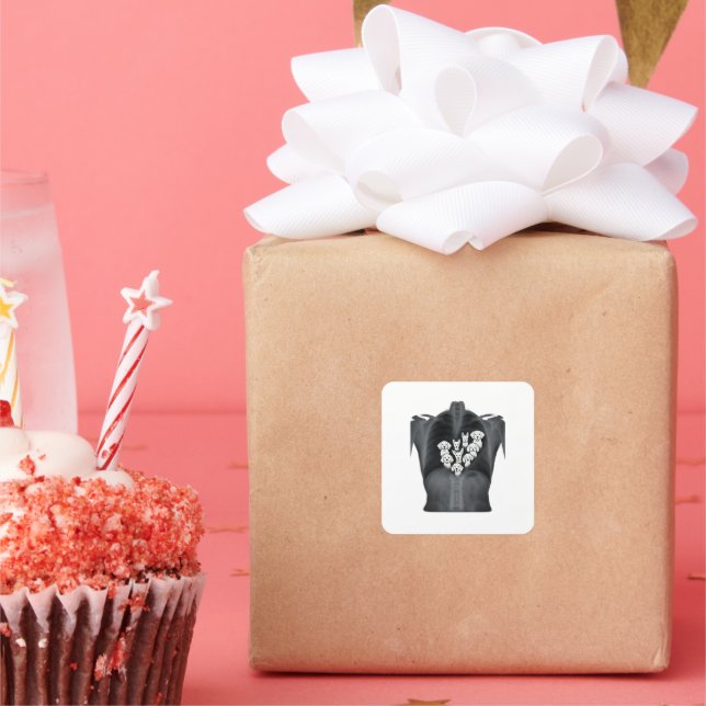 Doggie Heart X-Ray - Funny Dog Lover Design Quadratischer Aufkleber (Party)