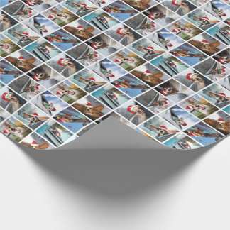 Doggie im Weihnachtswrapping Papier im Fenster Geschenkpapier