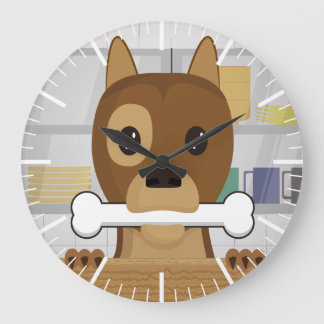 Doggie in der Küche Große Wanduhr