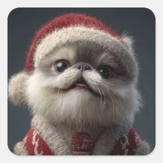 doggie quadratischer aufkleber (Vorderseite)