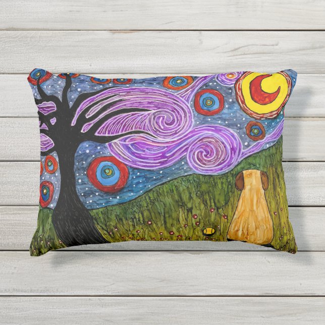 Doggie Starry Night Outdoor Kissen (Vorderseite)