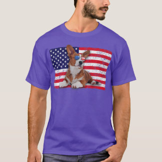 Doggie USA Dog Owner USA Lover Corgi USA Flag T-Shirt