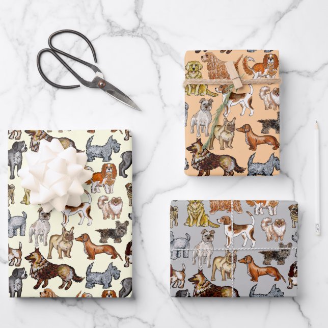 Doggos Hunde Design Geschenkpapier Set (Vorderseite)