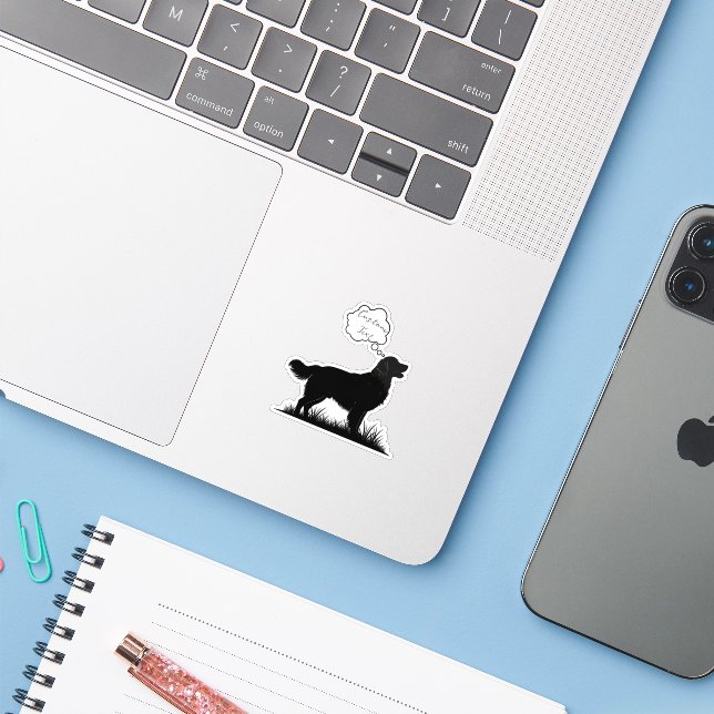 Doggy Daydreams: Personalisierte Retriever Silhoue Aufkleber (Laptop mit iPhone)