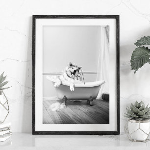 Doggy in einer Badewanne Poster