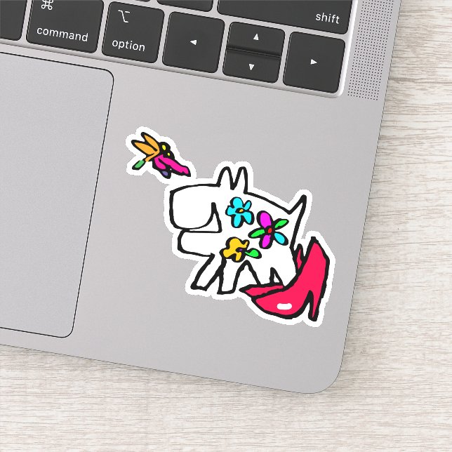 Doggy mit Dragonfly genießen Spaziergang Doodle Aufkleber (Detail)