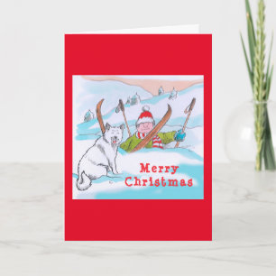 Doggy Ski Reise Weihnachtskarte Karte