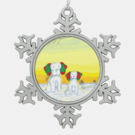 doggy snowman/ snowdog schneeflocken Zinn-Ornament