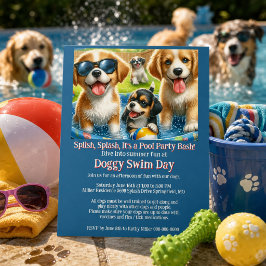 Doggy Swim Day Pool Party Einladung Flyer