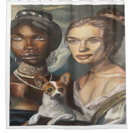 Doggy und die Damen Duschvorhang
