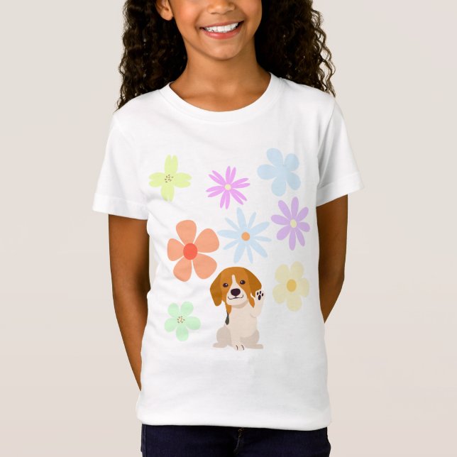 Dogie und Blume T-Shirt (Vorderseite)
