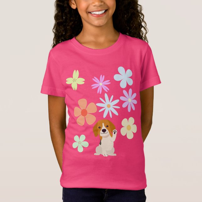 Dogie und Blume T-Shirt (Vorderseite)
