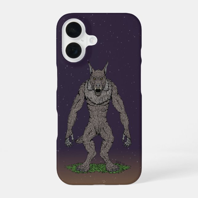 Dogman Cryptid oder Werewolf iPhone 16 Hülle (Rückseite)