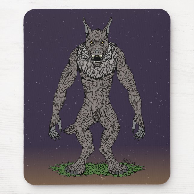 Dogman Cryptid oder Werewolf Mousepad (Vorne)