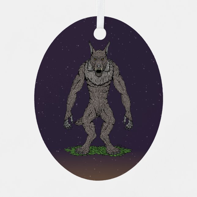 Dogman Cryptid oder Werewolf Ornament Aus Metall (Vorderseite)