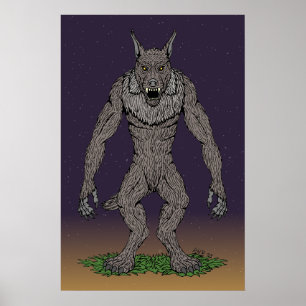 Dogman Cryptid oder Werewolf Poster