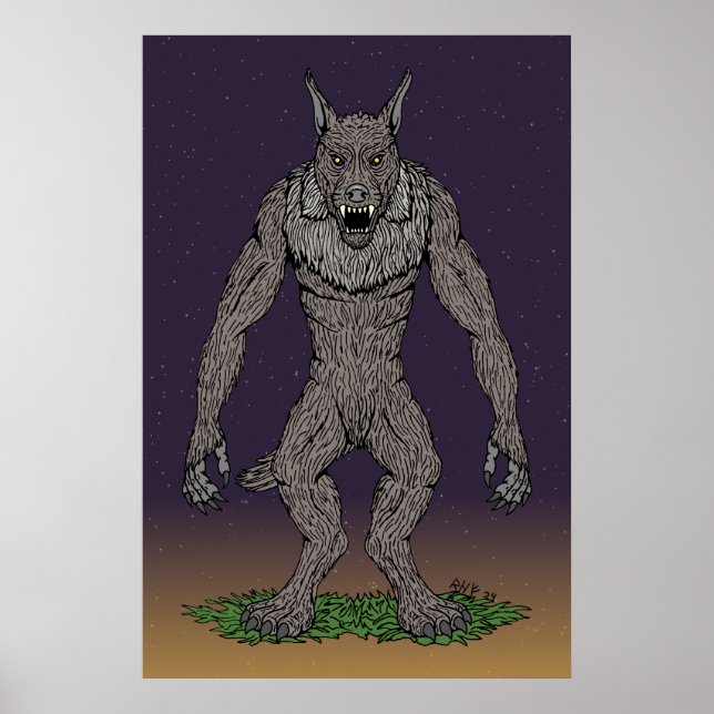 Dogman Cryptid oder Werewolf Poster (Vorne)