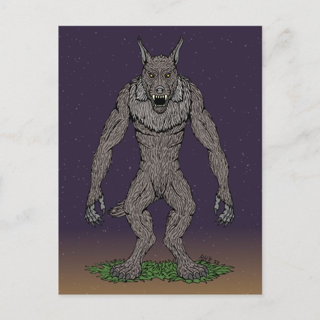 Dogman Cryptid oder Werewolf Postkarte (Vorderseite)