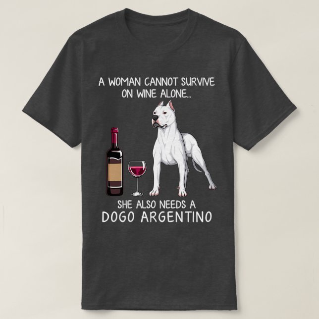 Dogo Argentino and wine Funny dog  T-Shirt (Design vorne)