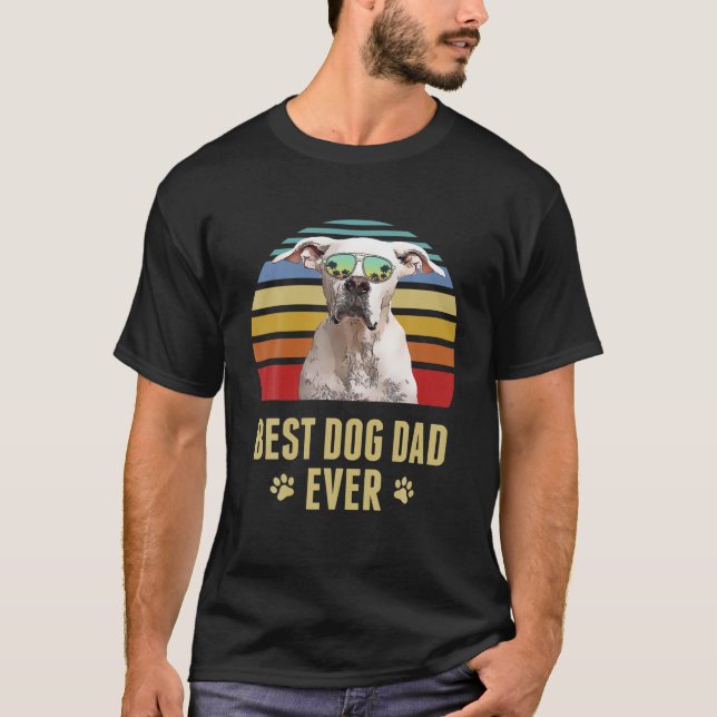Dogo Argentino Bester Vater je Retro Sunset T-Shirt (Vorderseite)