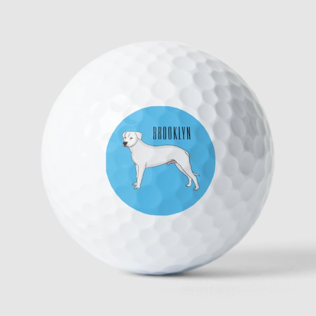 Dogo argentino Cartoon Illustration Golfball (Vorderseite)