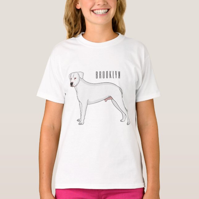Dogo argentino Cartoon Illustration T-Shirt (Vorderseite)
